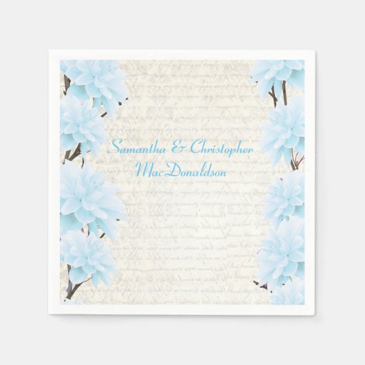  pastelblauw land bruiloft servetten (Voorkant)