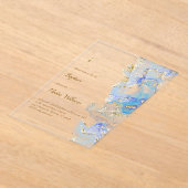 pastelblauw marmer Doop Acryl Uitnodigingen (Laagn)