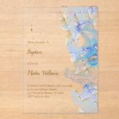 pastelblauw marmer Doop Acryl Uitnodigingen (Voorkant)
