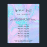 pastelblauw marmer en faux glitter flyer<br><div class="desc">schoonheidssalon professionele make - up kunstenaar flyer</div>