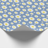 Pastelblauw met geel, wit dagdroog patroon cadeaupapier (Hoek)