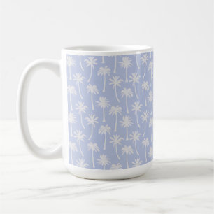 PASTELBLAUW MET ZOMERSE TROPISCHE PALMBOMEN KOFFIEMOK