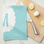 pastelblauw monogram ananas theedoek (Quarter Fold)