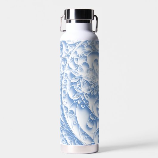 Pastelblauw papier quilling patroon waterfles (Voorkant)