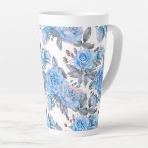Pastelblauw roos latte mok