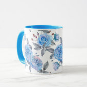 Pastelblauw roos mok (Voorkant links)