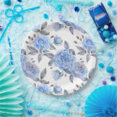 Pastelblauw roos papieren bordje (Feest)