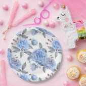 Pastelblauw roos papieren bordje (Feest)