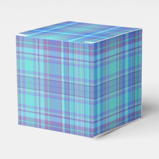 Pastelblauw ruitpatroon bedankdoosjes (Voorkant Zijde)