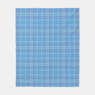 Pastelblauw ruitpatroon fleece deken