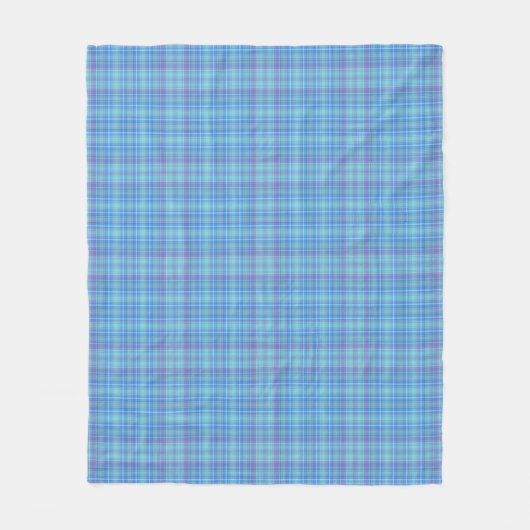 Pastelblauw ruitpatroon fleece deken (Voorkant)