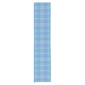 Pastelblauw ruitpatroon korte tafelloper (Voorkant)