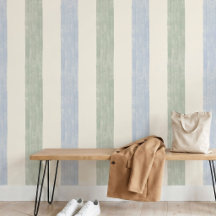 Pastelblauw Saliegroen Grote Streep Boho Farmhouse