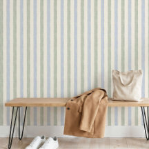 Pastelblauw Saliegroen Streep Boho Boerderijstijl