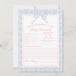 Pastelblauw Vintage Fantasie Bloemen Baby Advieska Kaart