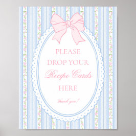 Pastelblauw Vintage Fantasie Bloemen Recept Delen Poster