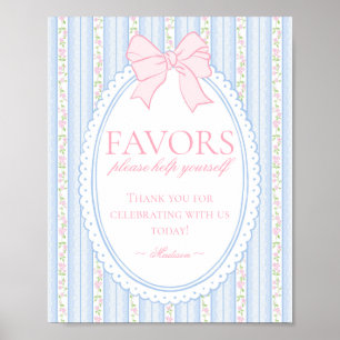 Pastelblauw Vintage Fantasie Bloemige Favorieten B Poster