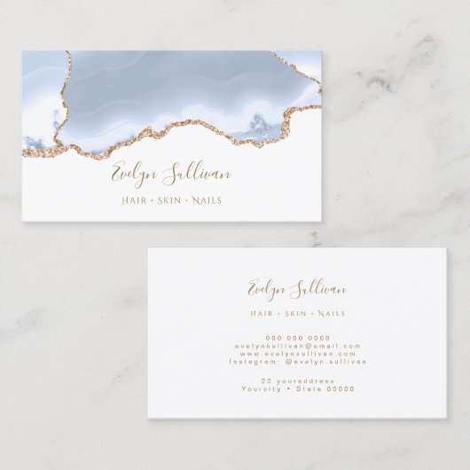 pastelblauw visitekaartje (Voorkant / Achterkant)