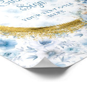 pastelblauw waterverf bloemen goud op maat poster (Hoek)