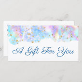 pastelblauw waterverf glitter gift (Voorkant / Achterkant)