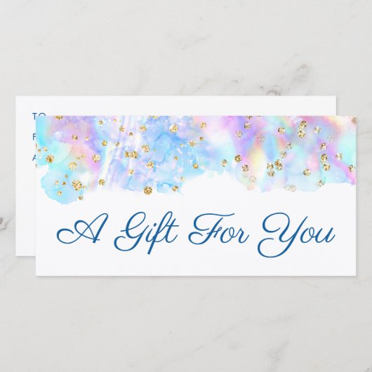 pastelblauw waterverf glitter gift (Voorkant / Achterkant)