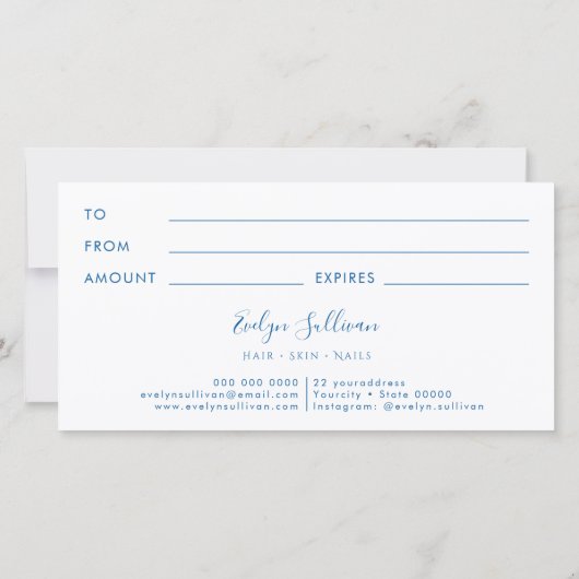 pastelblauw waterverf glitter gift (Achterkant)