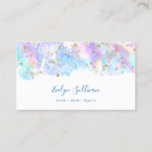 pastelblauw waterverf glitter visitekaartje (Voorkant)