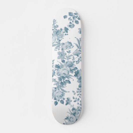 Pastelblauw witte bohaan elegant floranje persoonlijk skateboard (Voorkant)