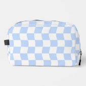 Pastelblauw Witte Retro Schaakbord Patroon Tas (Voorkant)