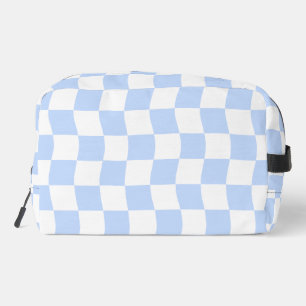 Pastelblauw Witte Retro Schaakbord Patroon Tas