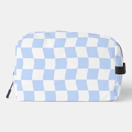 Pastelblauw Witte Retro Schaakbord Patroon Tas (Achterkant)