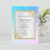 Pastelblauw zilvergoudblad ELEGANT WEDING Kaart (Staand voorkant)