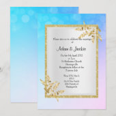 Pastelblauw zilvergoudblad ELEGANT WEDING Kaart (Voorkant / Achterkant)