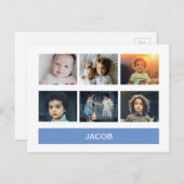 Pastelblauwe aangepaste foto – gepersonaliseerd briefkaart (Voorkant / Achterkant)