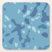 Pastelblauwe abstracte camouflagepatroon kartonnen onderzetters (Voorkant)