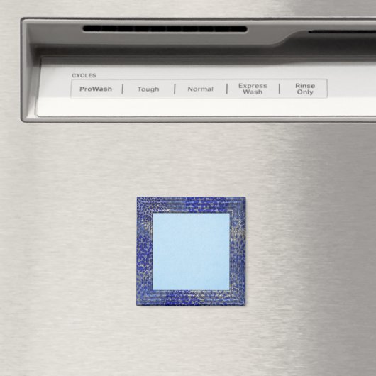 Pastelblauwe achtergrond, medium blauwe frame magneet (Insitu (Vaatwasser))