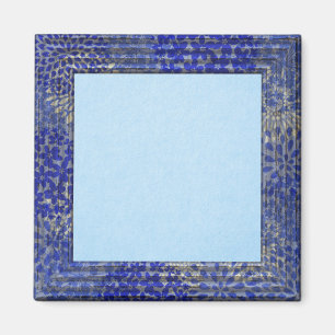 Pastelblauwe achtergrond, medium blauwe frame magneet