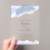 pastelblauwe agaat Doop Acryl Uitnodigingen (Insitu (Draagbaar))