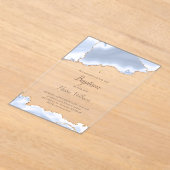 pastelblauwe agaat Doop Acryl Uitnodigingen (Laagn)