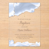 pastelblauwe agaat Doop Acryl Uitnodigingen (Voorkant)