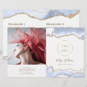 pastelblauwe agaat vouwfolder (Voorkant / Achterkant)