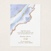 pastelblauwe agaten ketting displaykaart visitekaartje (Achterkant)