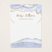 pastelblauwe agaten ketting displaykaart visitekaartje (Voorkant)