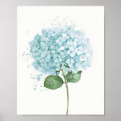 Pastelblauwe Aquarel Hydrangeabloem Poster (Voorkant)