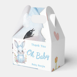 Pastelblauwe baby shower zachte konijn feest behan bedankdoosjes