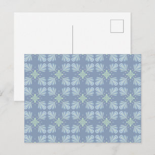 Pastelblauwe bloem abstract herhaling briefkaart