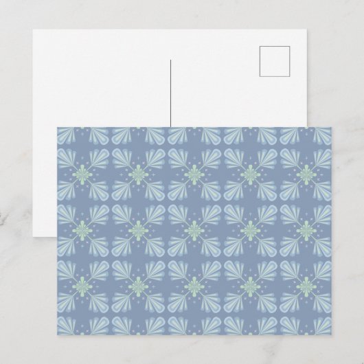 Pastelblauwe bloem abstract herhaling briefkaart (Voorkant / Achterkant)