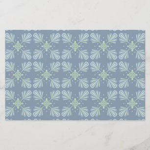 Pastelblauwe bloem abstract herhaling briefpapier