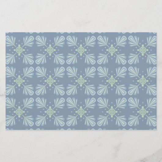Pastelblauwe bloem abstract herhaling briefpapier (Voorkant)