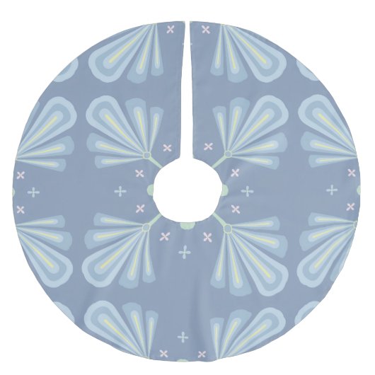 Pastelblauwe bloem abstract herhaling kerstboom rok (Voorkant)